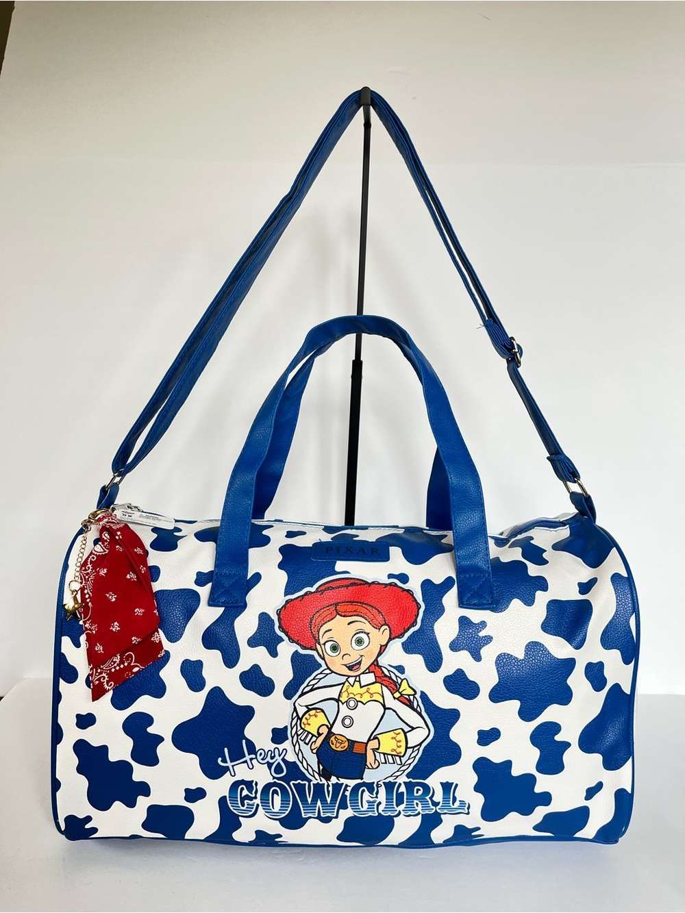 Jessie Duffle Bag Hey Cowgirl! with gold star red bandanna zipper pull bag charm